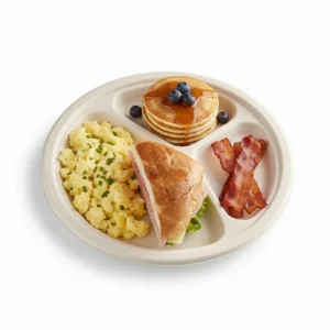 Risseup 10" 3 Compartment Compostable Sugarcane Bagasse Plate