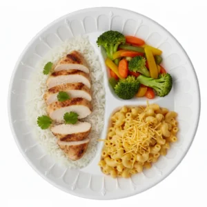 Risseup 10" White Disposable Foam Plate 3 Compartment