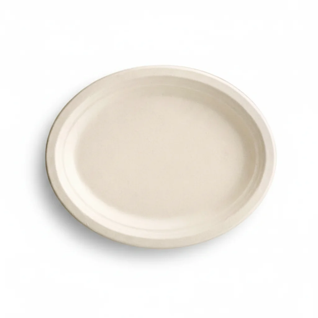 Risseup 12.5" Oval Compostable Sugarcane Bagasse Plate - Image 2