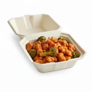 Risseup 6" x 6" 1 Compartment Compostable Sugarcane Bagasse Clamshell Take-Out Container