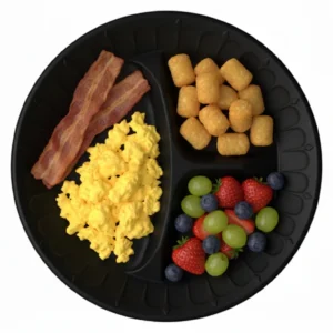 Risseup 8" Black Disposable Foam Plate 3 Compartment