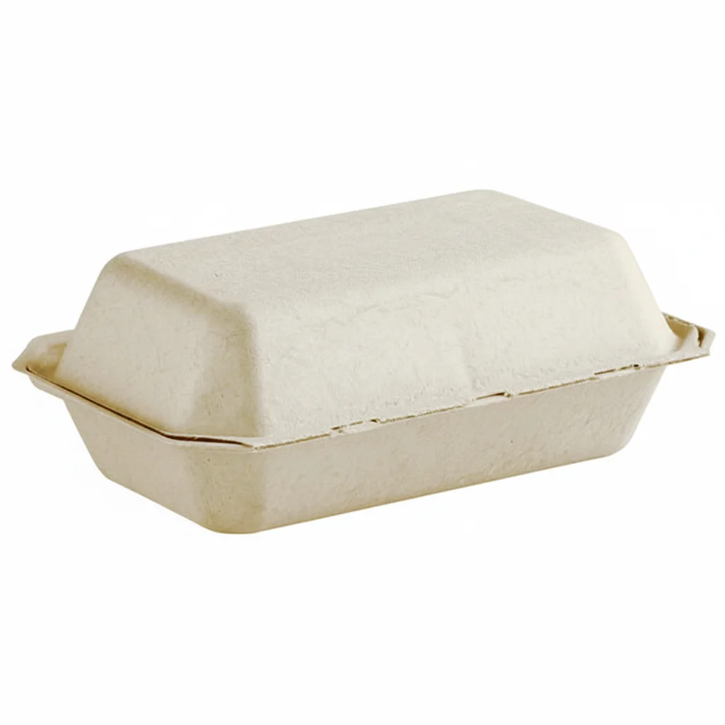 Risseup 9" x 6" 1 Compartment Compostable Sugarcane Bagasse Clamshell Take-Out Container - Image 3