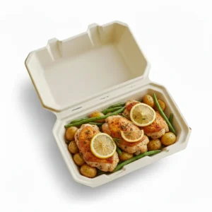 Risseup 9" x 6"  1 Compartment Compostable Sugarcane Bagasse Clamshell Take-Out Container