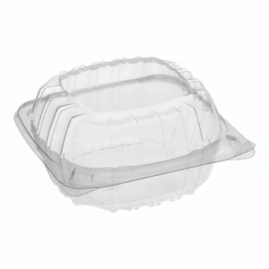 Risseup Commercial Clear PET Plastic Hinged-Lid Food Containers 6" X 5.8" X 3"